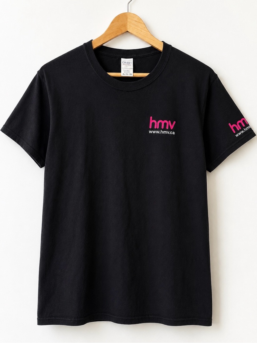HMV Canada Logo Tee XL Black Graphic T-Shirt Y2K Music Store Employee Uniform
